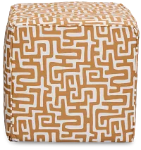 Enid Light Brown Fabric Accent Pouf