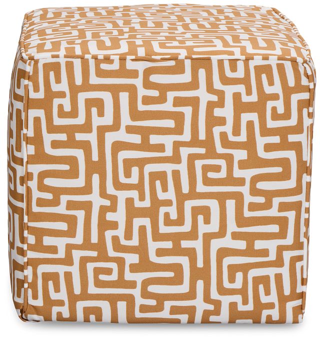 Enid Light Brown Fabric Accent Pouf
