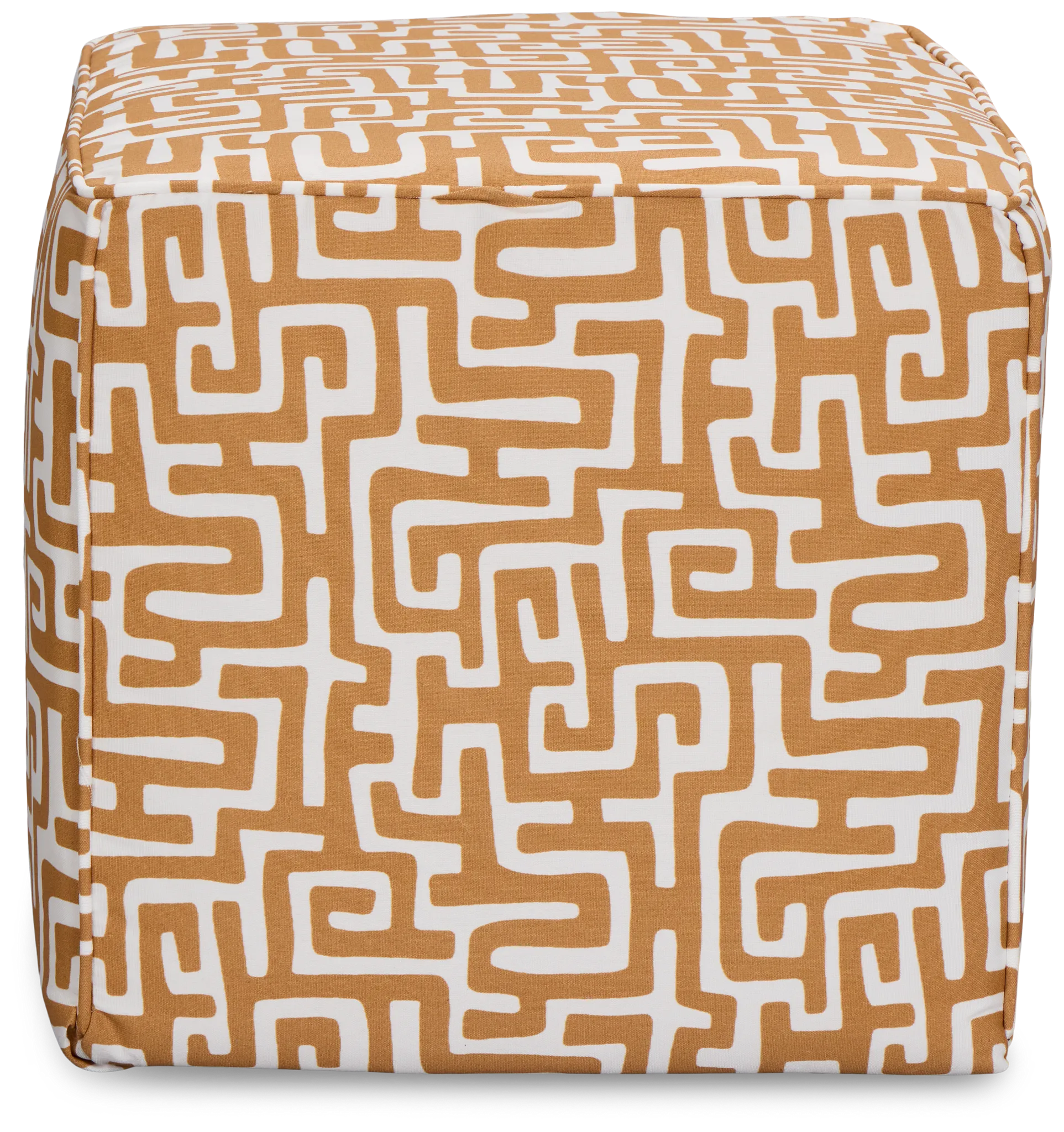 Enid Light Brown Fabric Accent Pouf