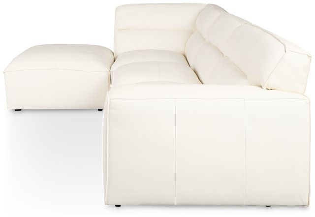 Blanca White Leather 4-piece Bumper Sectional