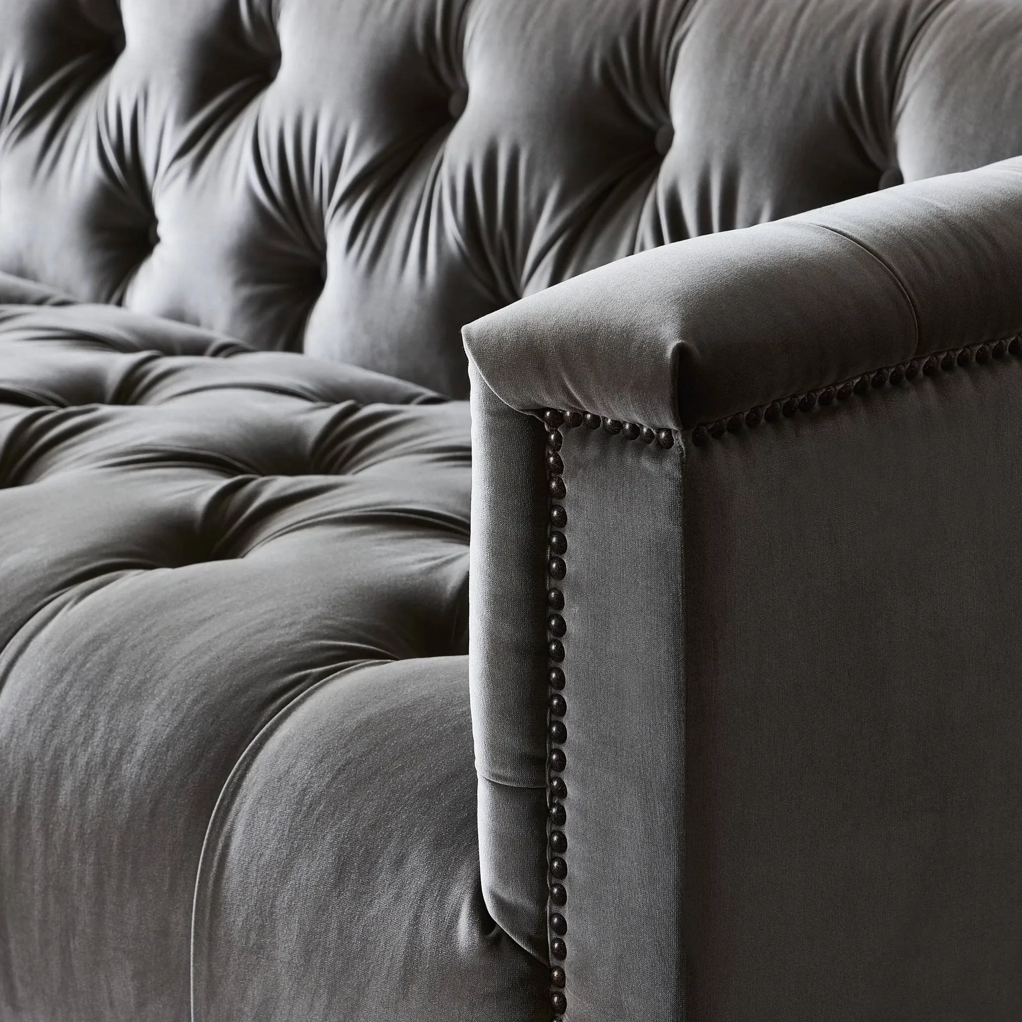 Four Hands Nannie Dark Gray Velvet Sofa