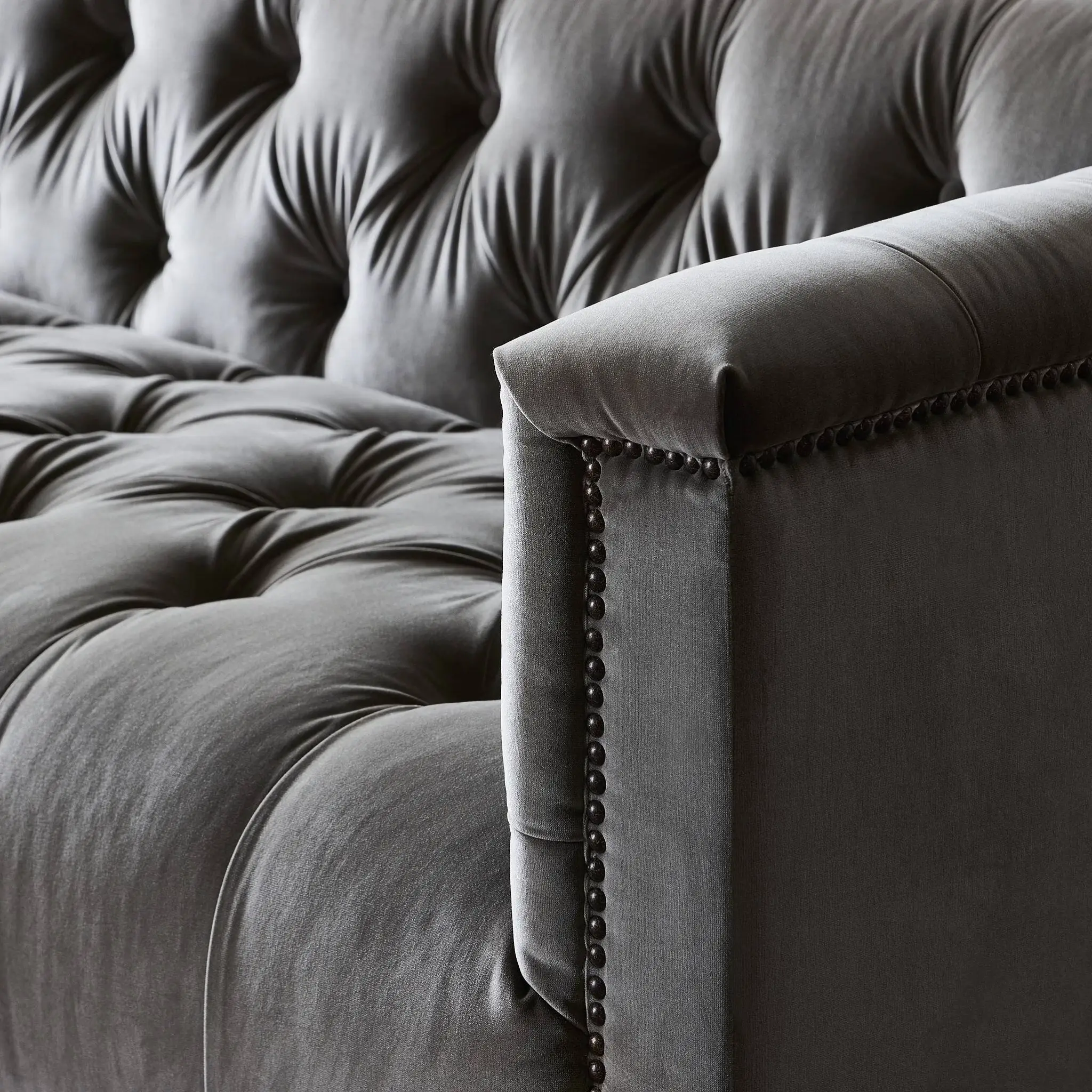 Four Hands Nannie Dark Gray Velvet Sofa Four Hands Nannie Dark Gray Velvet Sofa