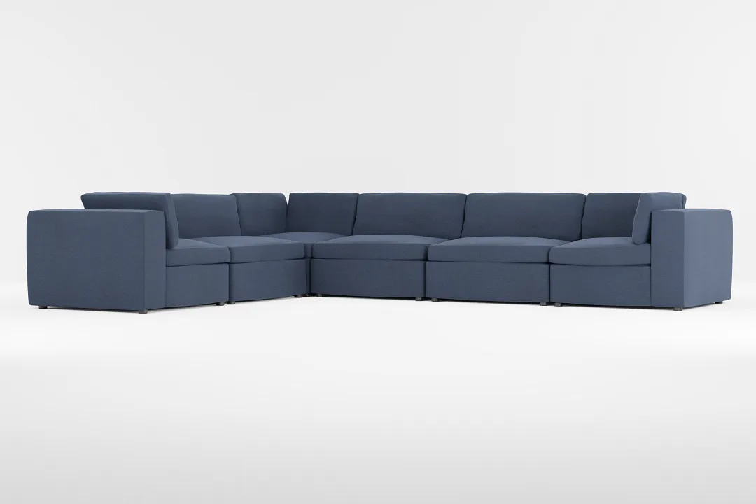 Destin Peyton Dark Blue Fabric 6-piece Modular Sectional