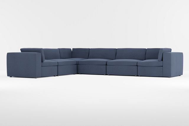 Destin Peyton Dark Blue Fabric 6-piece Modular Sectional