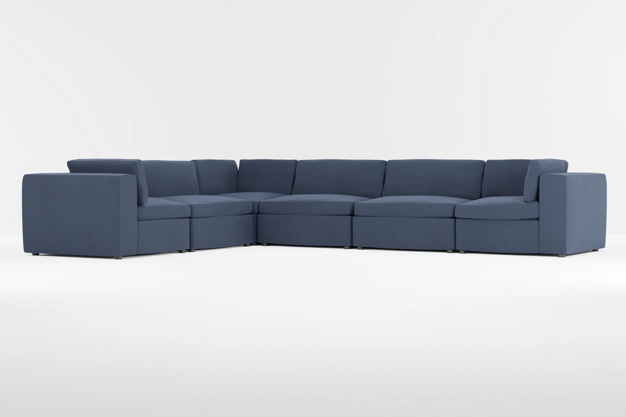Destin Peyton Dark Blue Fabric 6-piece Modular Sectional