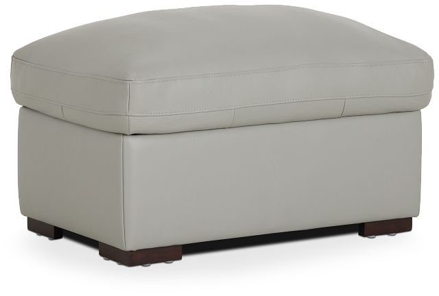 Amari Gray Leather Storage Ottoman