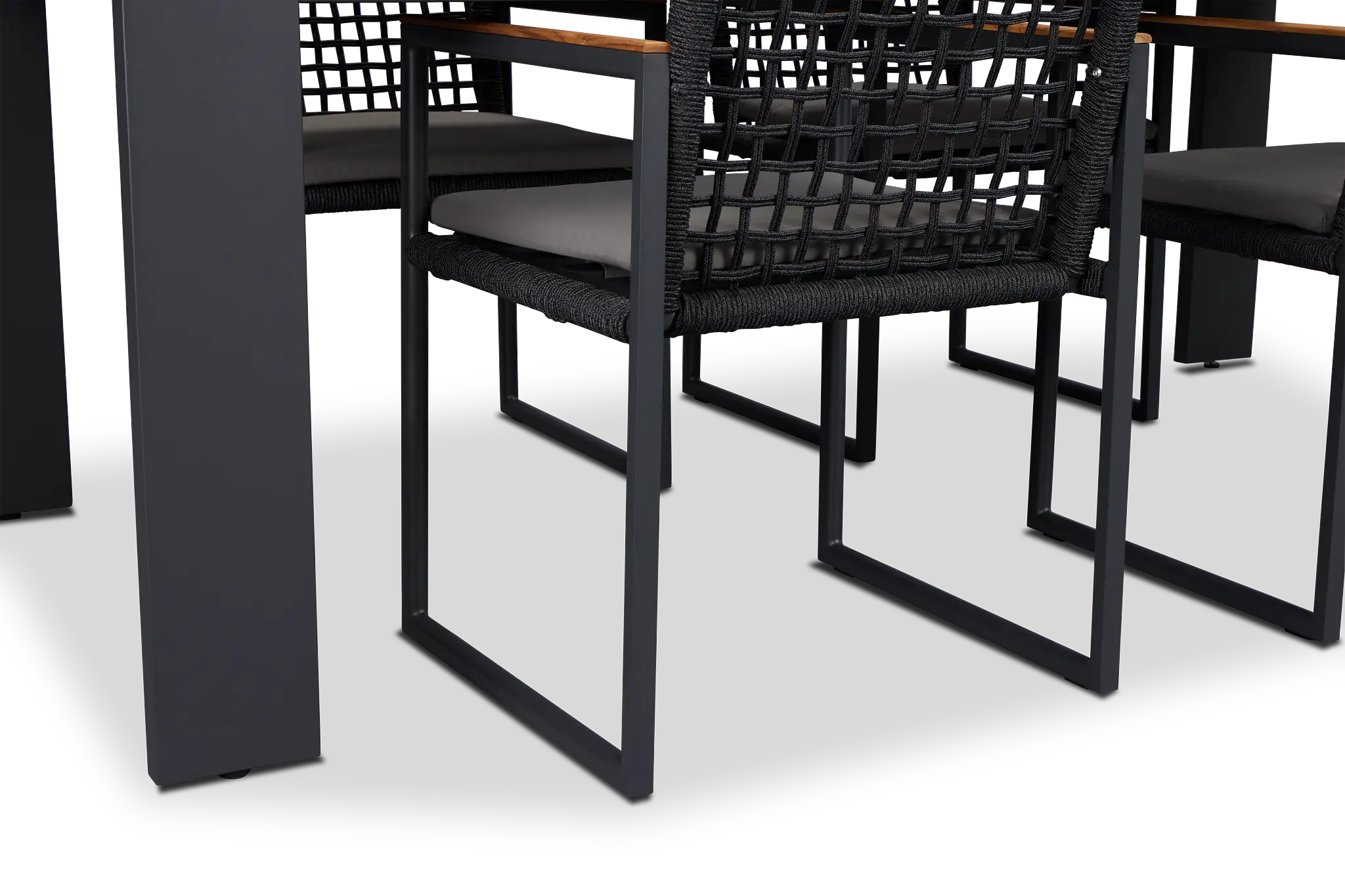 Sunrise Dark Gray 65" Rectangular Table & 4 Teak Arm Chairs Sunrise Dark Gray 65" Rectangular Table & 4 Teak Arm Chairs