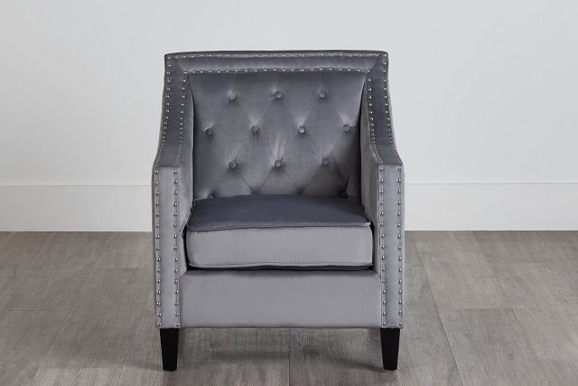 Tiffany Gray Velvet Accent Chair