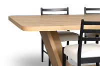 Lyndie Light Tone Rect Table With 4 Black Upholstered Side Chairs