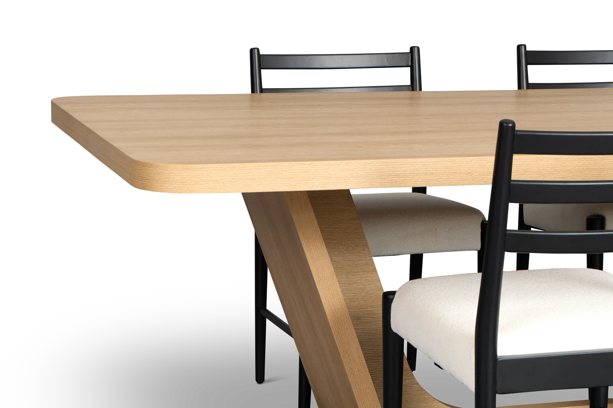 Lyndie Light Tone Rect Table With 4 Black Upholstered Side Chairs
