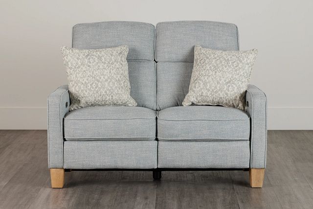 Bayside Light Blue Fabric Power Reclining Loveseat