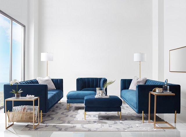 Bella Dark Blue Velvet Sofa