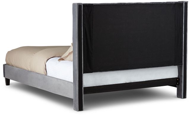 Audrey Dark Gray Velvet Platform Bed