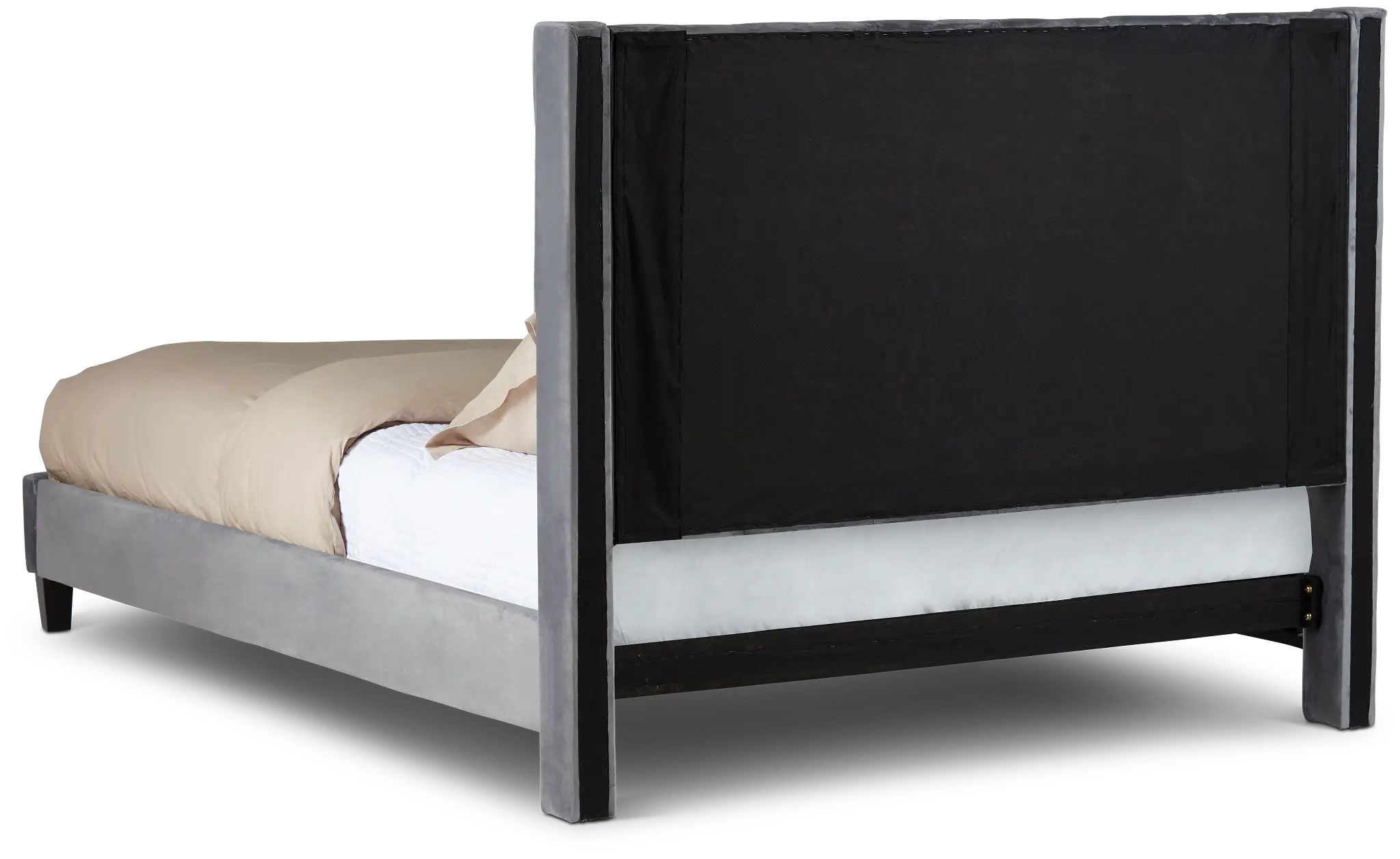 Audrey Dark Gray Velvet Platform Bed Audrey Dark Gray Velvet Platform Bed