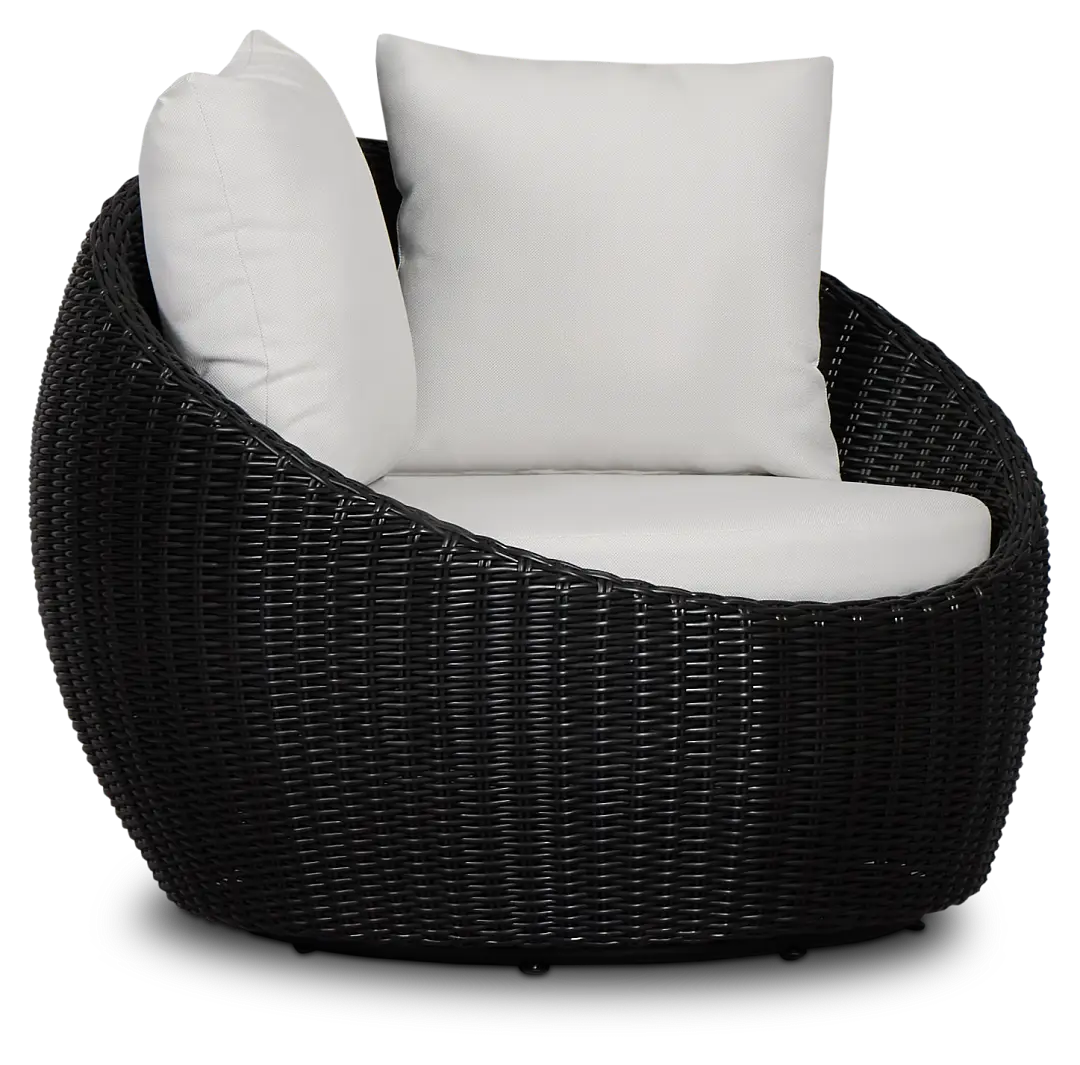 Montecito Black Curved Swivel Chair With Light Beige Cushions Montecito Black Curved Swivel Chair With Light Beige Cushions