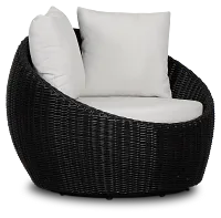 Montecito Black Curved Swivel Chair With Light Beige Cushions