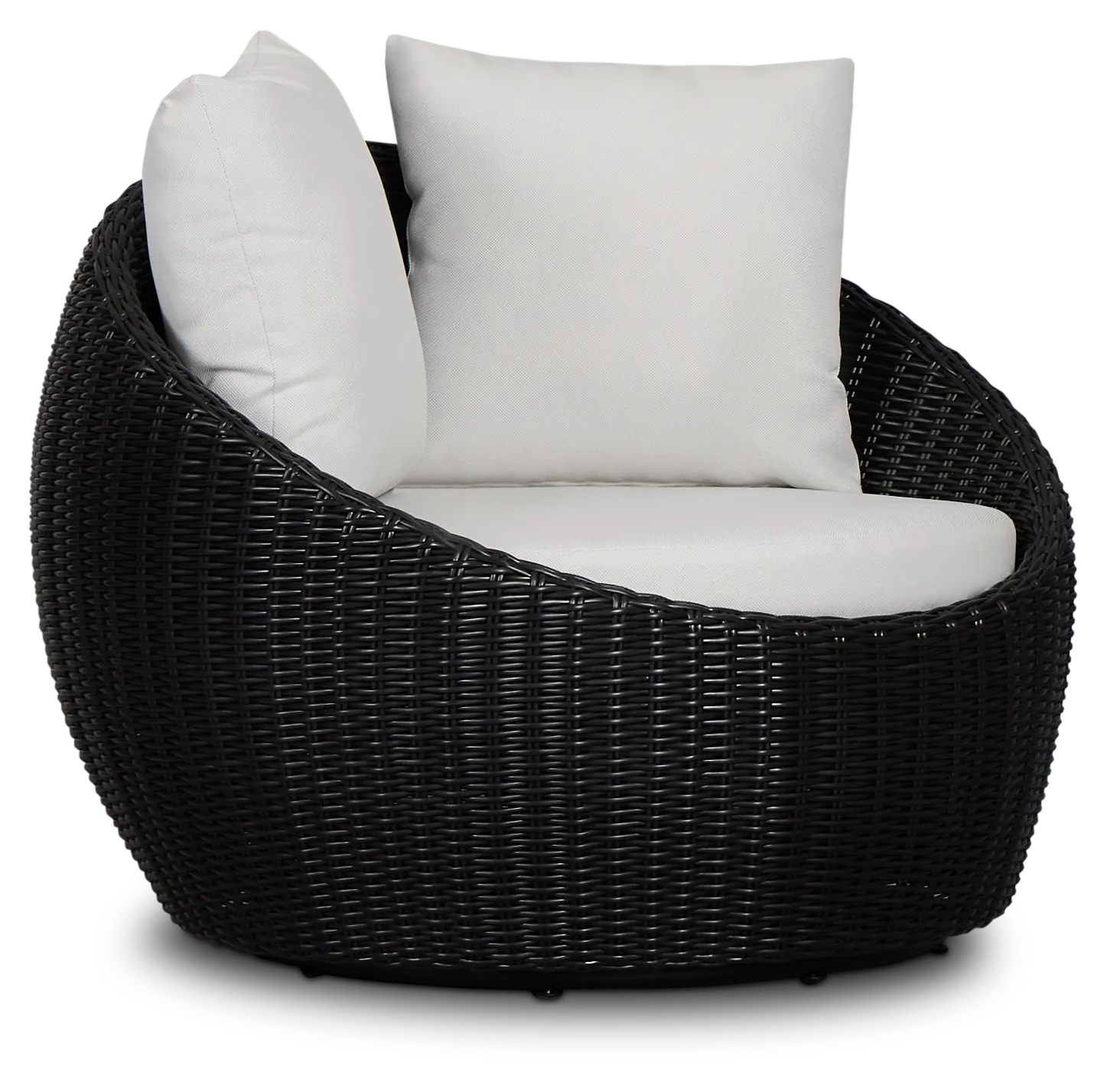 Montecito Black Curved Swivel Chair With Light Beige Cushions