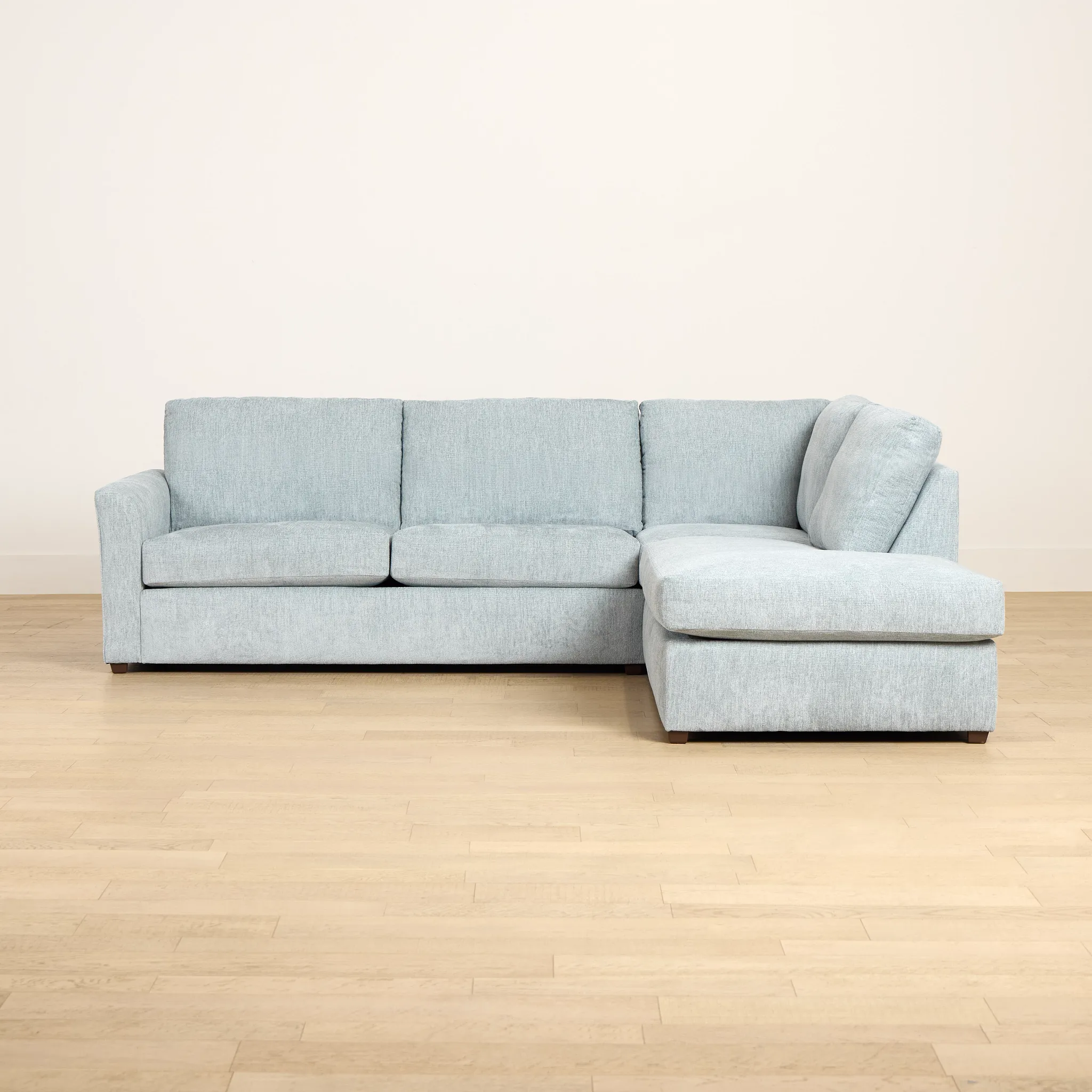 Shore Light Blue Fabric Right Bumper Sectional