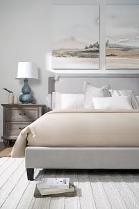 Whitney Light Gray Uph Platform Bed