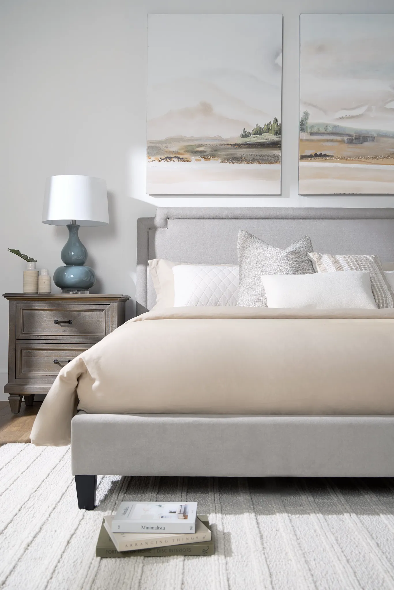 Whitney Light Gray Uph Platform Bed