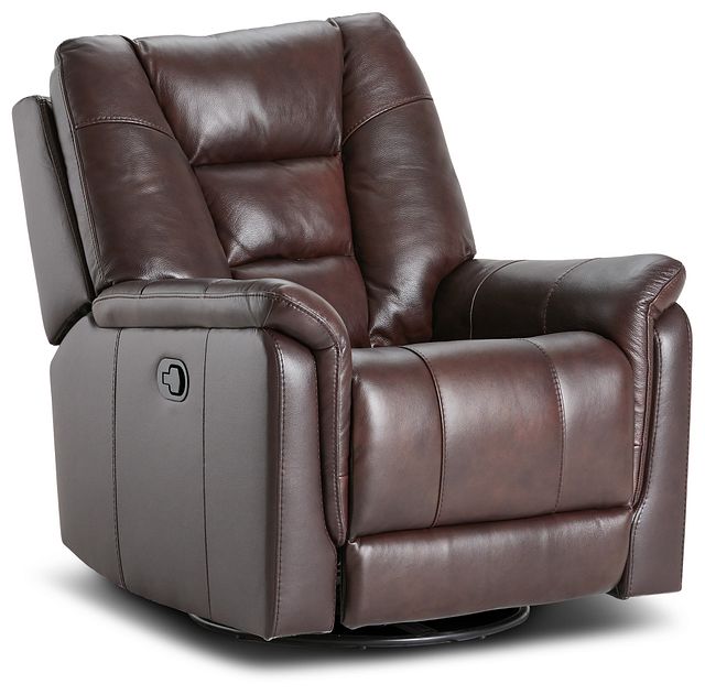 Owen Brown Leather Swivel Glider Recliner