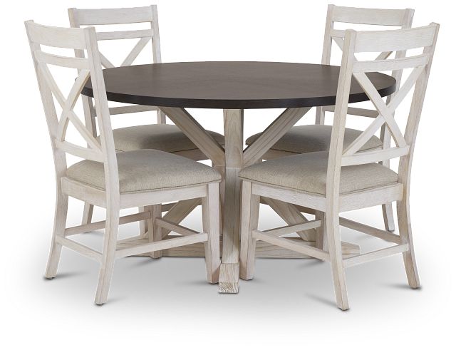 Jefferson Two-tone Round Table & 4 Wood Chairs (2)