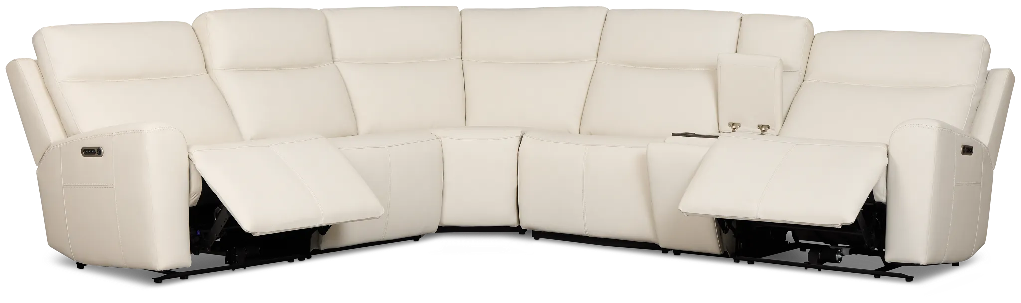 Flexsteel Sterling Ivory Lthr/vinyl Medium Dual Power 2-arm Reclining Sectional