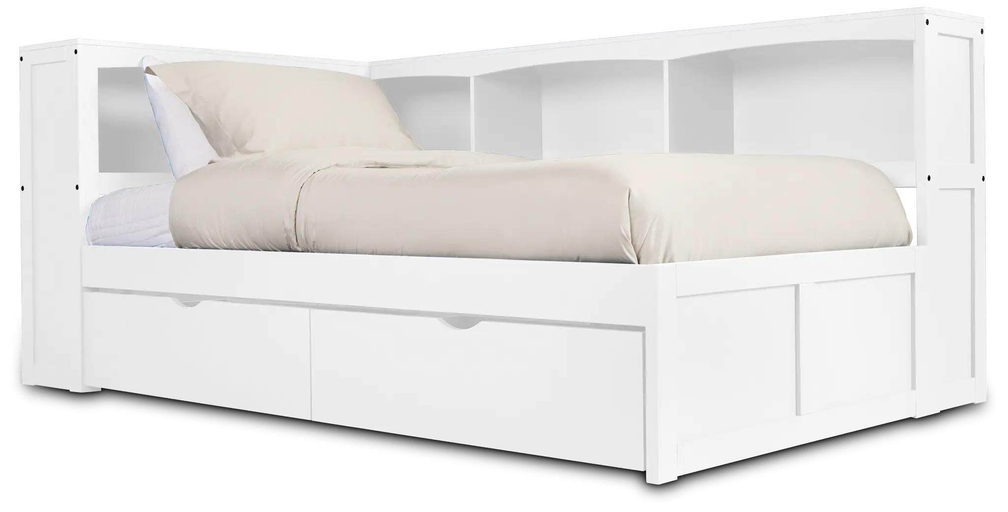 Charleston White Corner Bookcase Bed With Trundle Charleston White Corner Bookcase Bed With Trundle