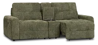 Hendrix Green Fabric Power Extension Chaise Console Loveseat