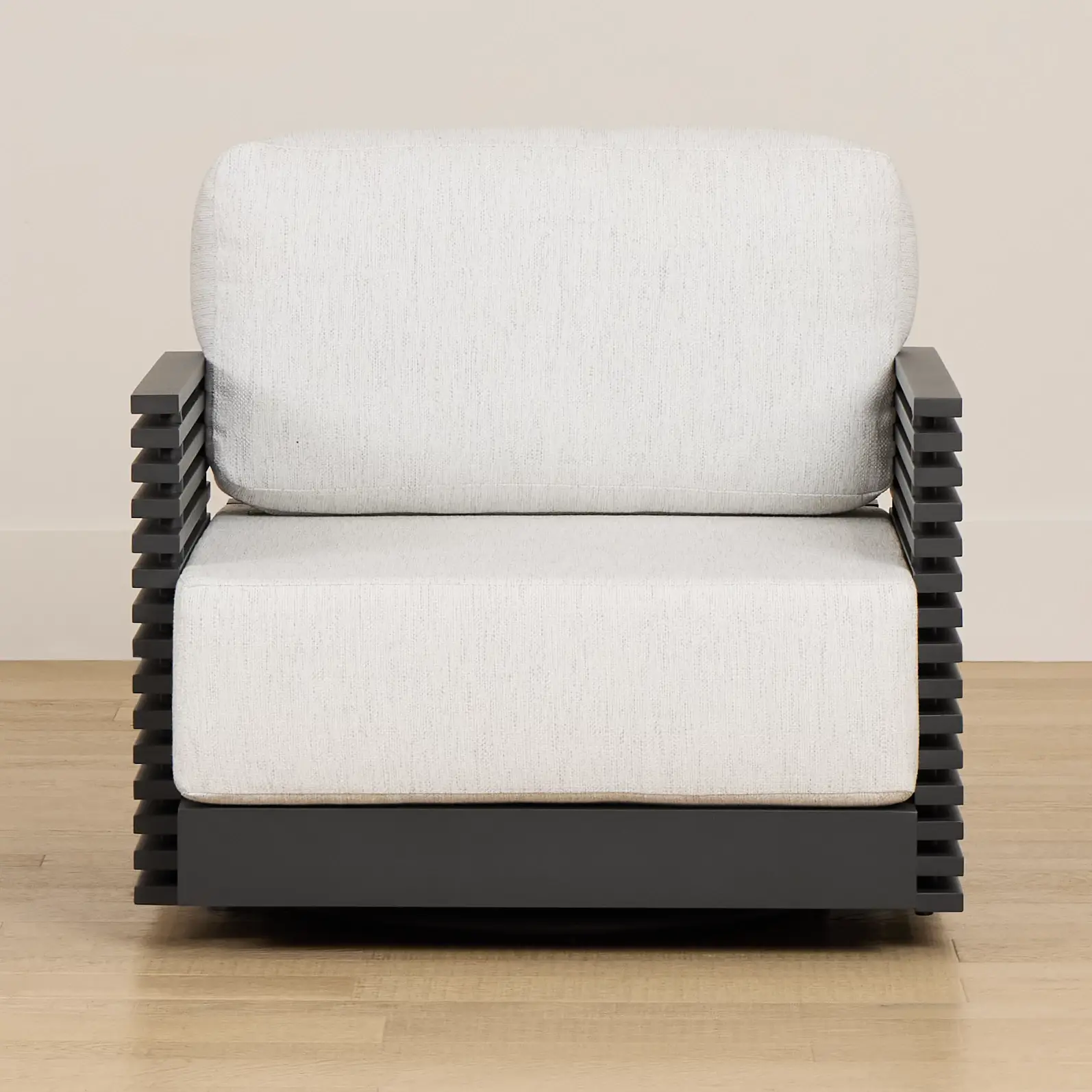 Monterey Black Aluminum Swivel Chair With Light Gray Cushions Monterey Black Aluminum Swivel Chair With Light Gray Cushions