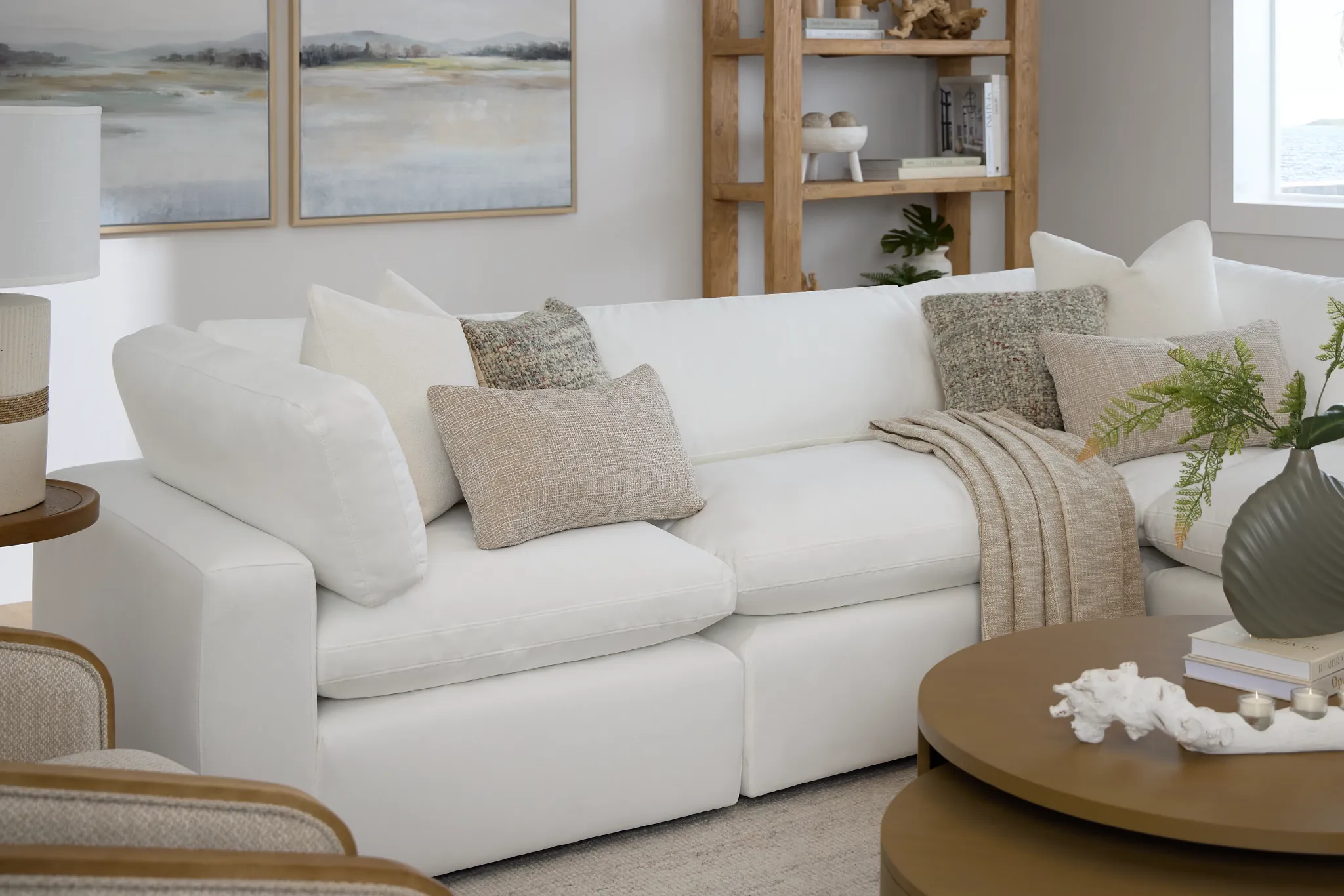 Grant White Fabric 5-piece Modular Sectional