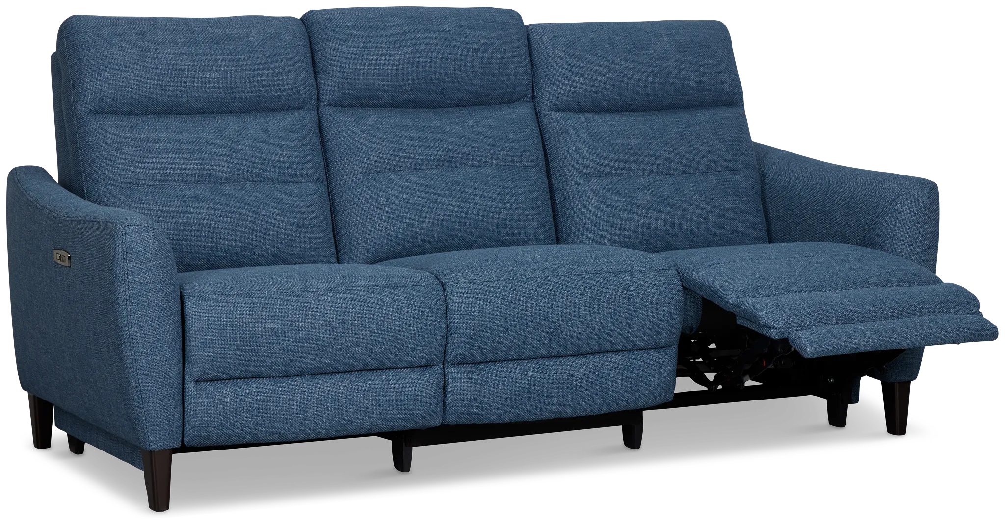 Keaton Blue Fabric Power Reclining Sofa W/ Power Headrest