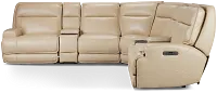 Casey Light Beige Lthr/vinyl Large Dual Power Reclining Two-arm Sectional