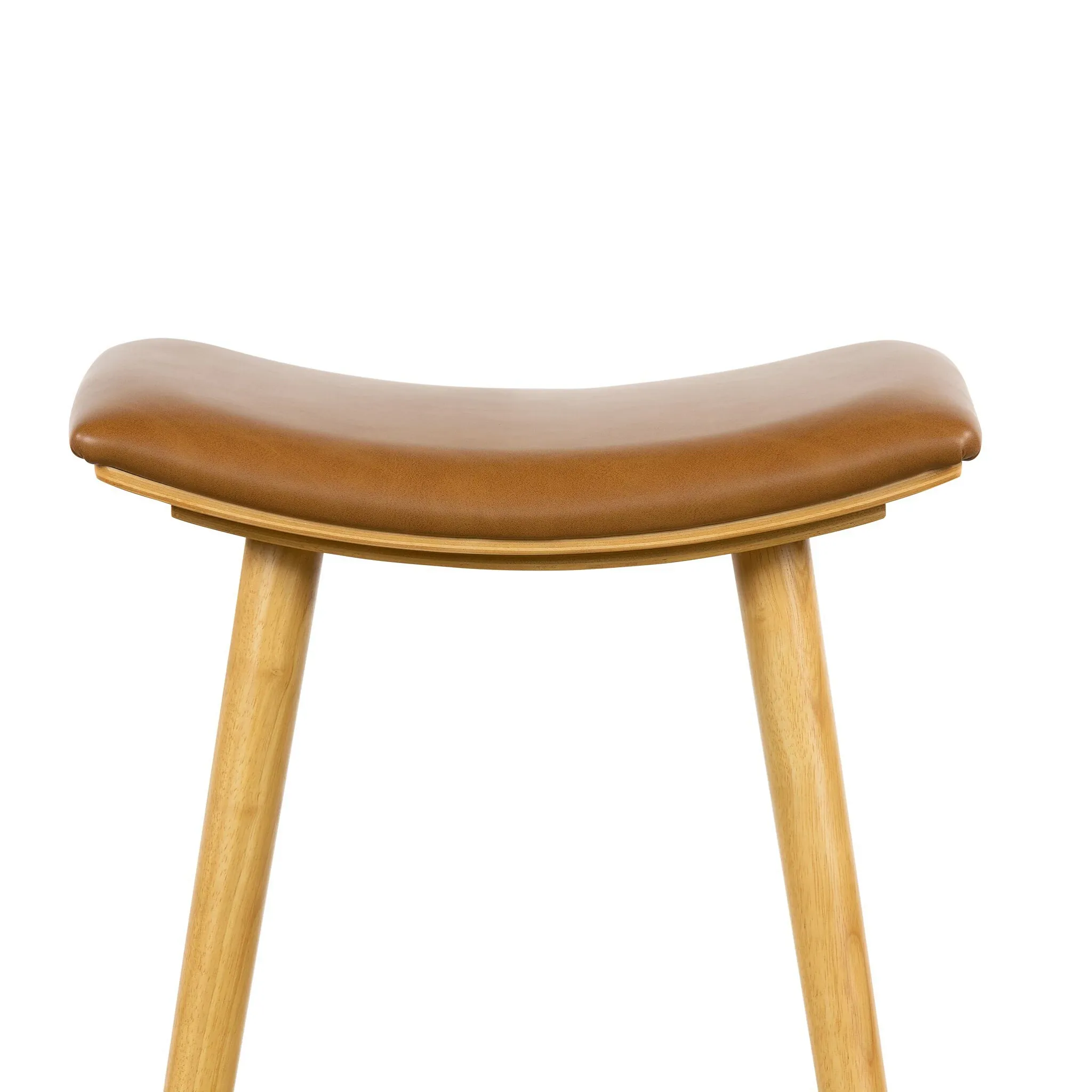 Myles Light Brown Leather 24" Upholstered Barstool