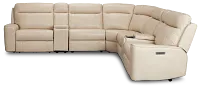 Benji Light Beige Lthr/vinyl Large Triple Power Reclining Two-arm Sectional