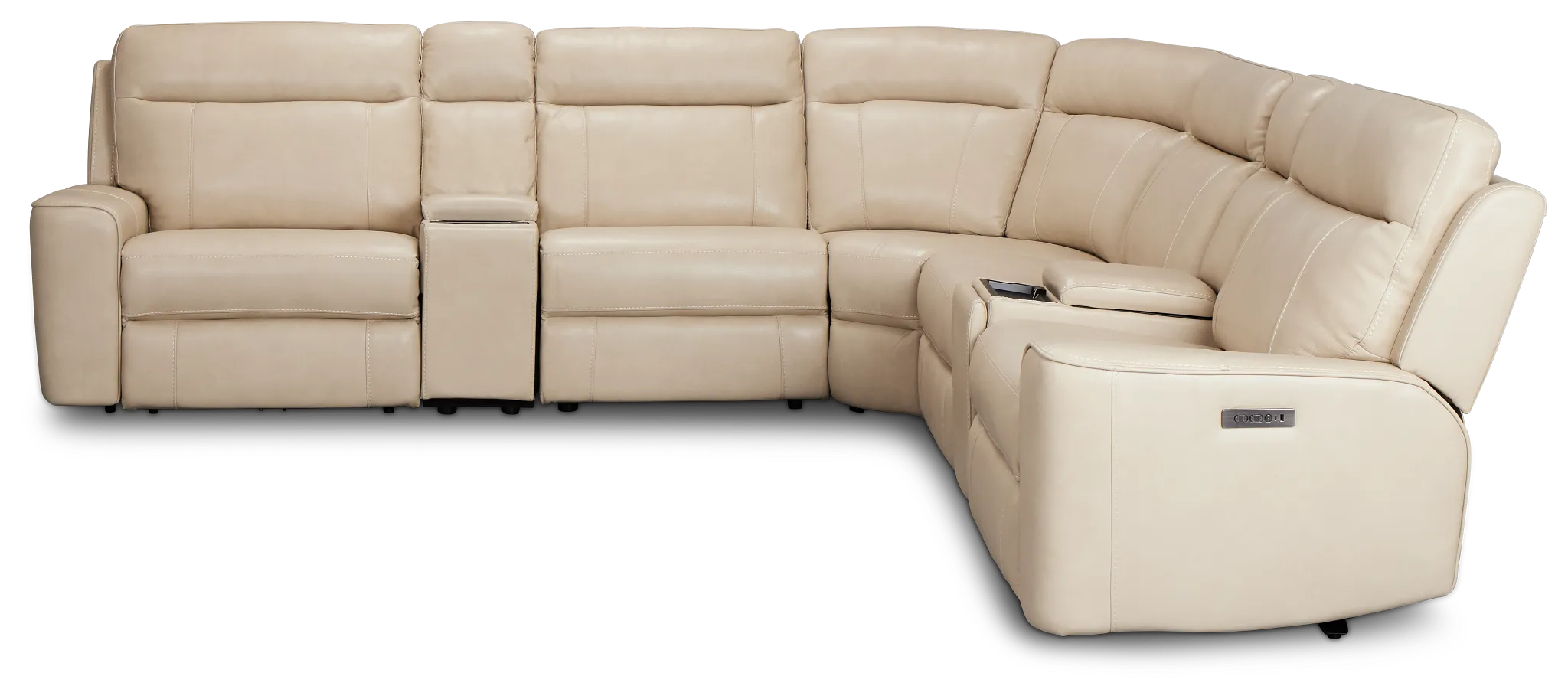 Benji Light Beige Lthr/vinyl Large Triple Power Reclining Two-arm Sectional