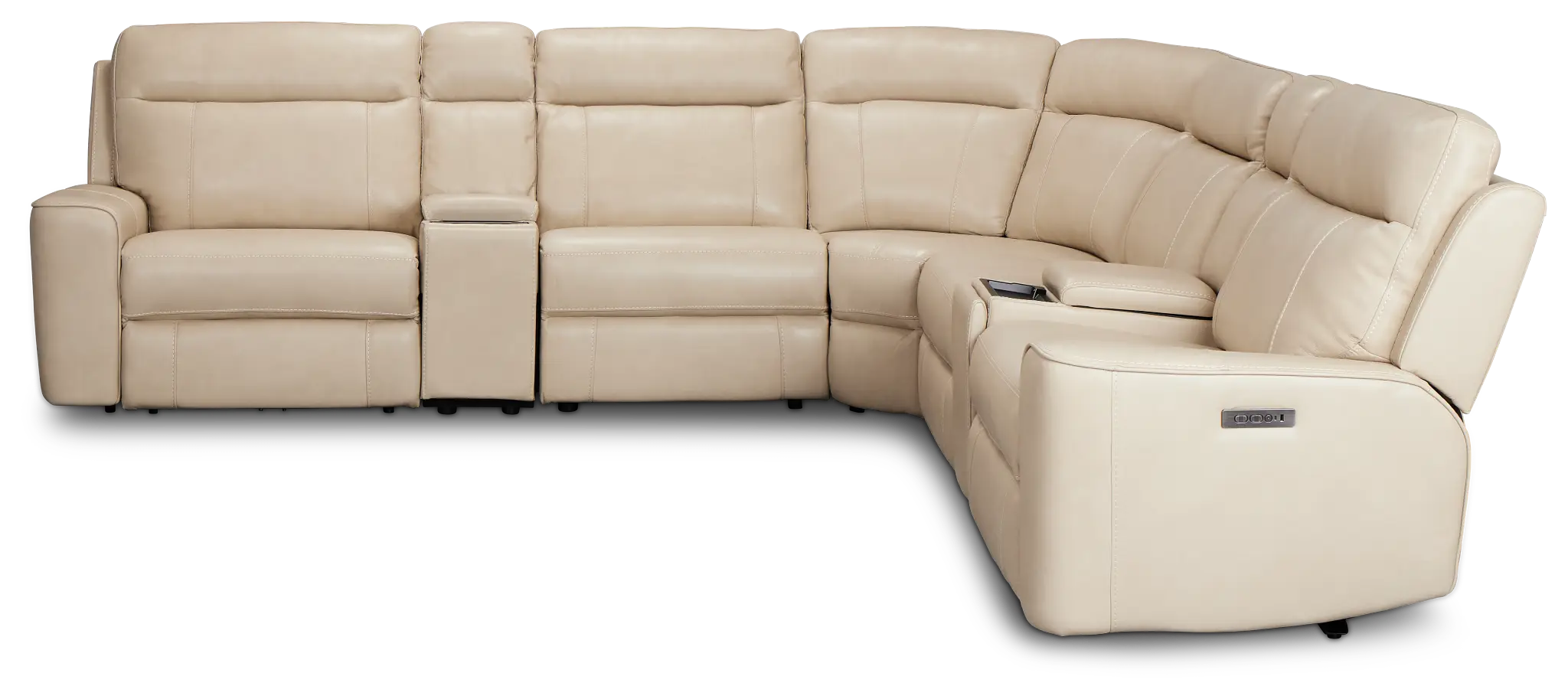 Benji Light Beige Lthr/vinyl Large Triple Power Reclining Two-arm Sectional Benji Light Beige Lthr/vinyl Large Triple Power Reclining Two-arm Sectional