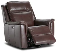 Aiden Brown Leather Power Swivel Glider Recliner