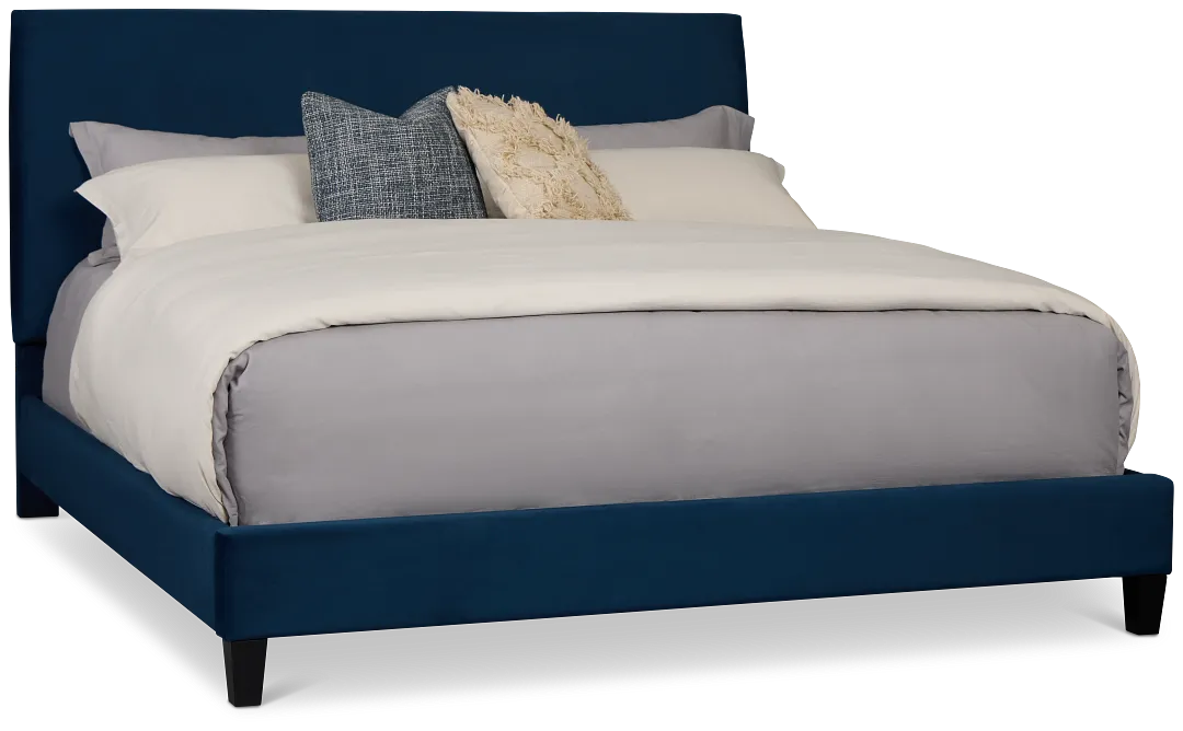 Lucy Dark Blue Uph Platform Bed