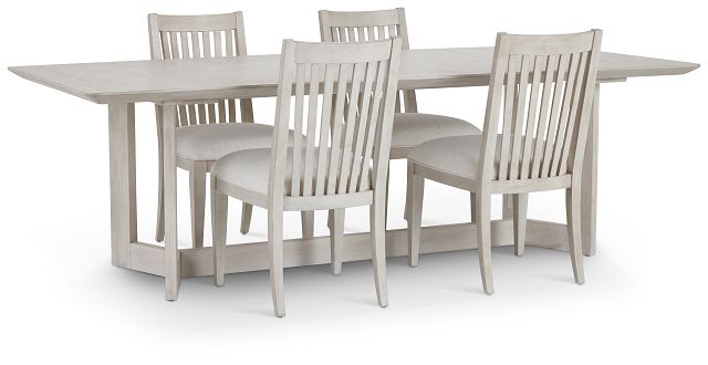 Marseilles Light Tone Rect Table & 4 Slat Chairs (1)