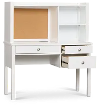 Charleston White 3-drawer Desk & Hutch