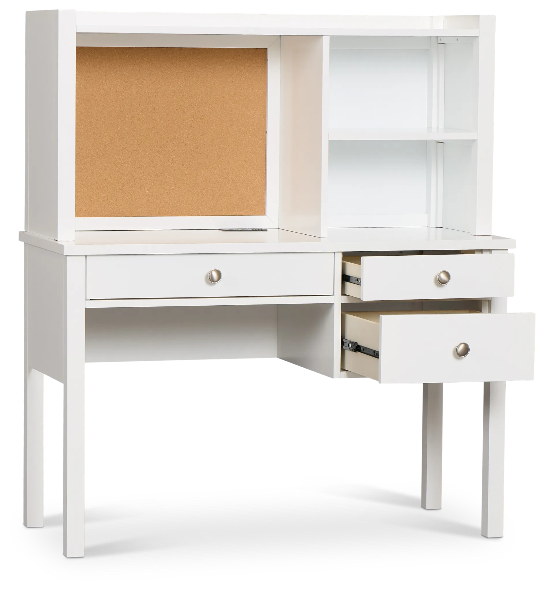 Charleston White 3-drawer Desk & Hutch