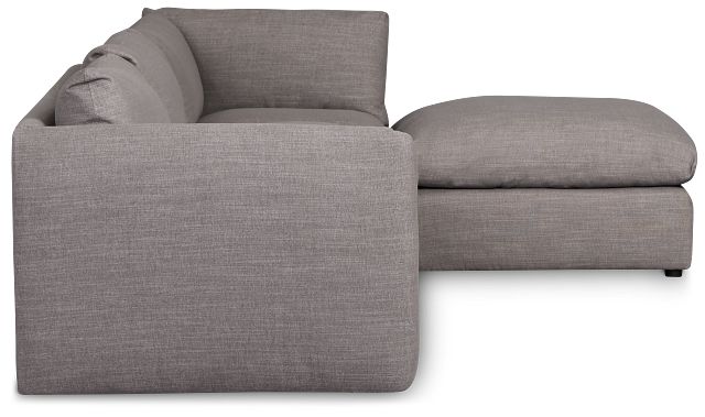 Serena Gray Fabric 4-piece Right Facing Bumper Sectional