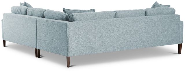 Morgan Teal Fabric Small Left 2-arm Sectional W/ Wood Legs