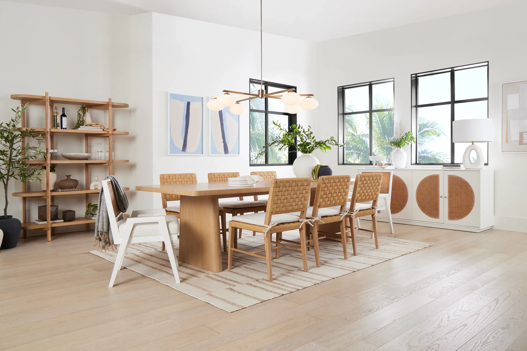 Malibu Light Tone Rect Table & 4 Woven Chairs