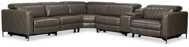Ava Dark Gray Micro Medium Triple Power 2-arm Sectional