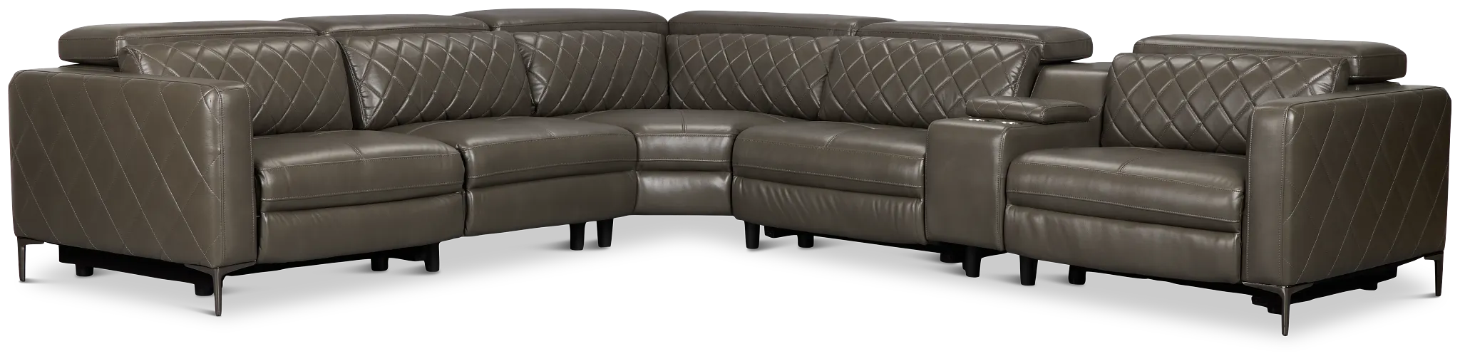 Ava Dark Gray Micro Medium Triple Power 2-arm Sectional