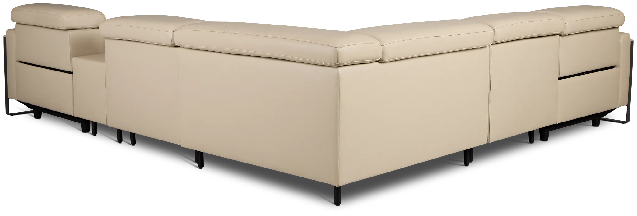 Atlas Taupe Lthr/vinyl Medium Dual Power 2-arm Reclining Sectional