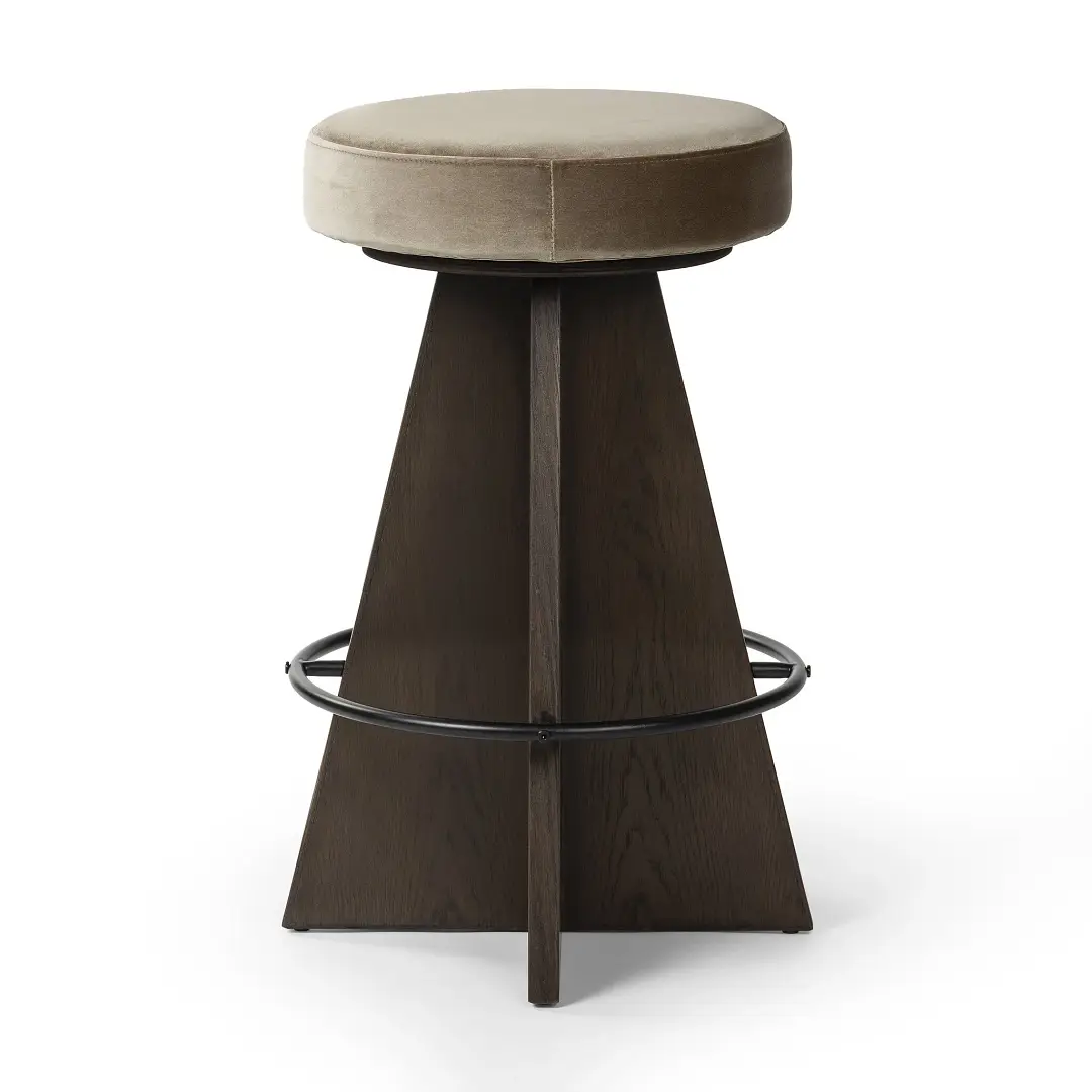 Stam Taupebackless 24" Upholstered Swivel Barstool Stam Taupebackless 24" Upholstered Swivel Barstool