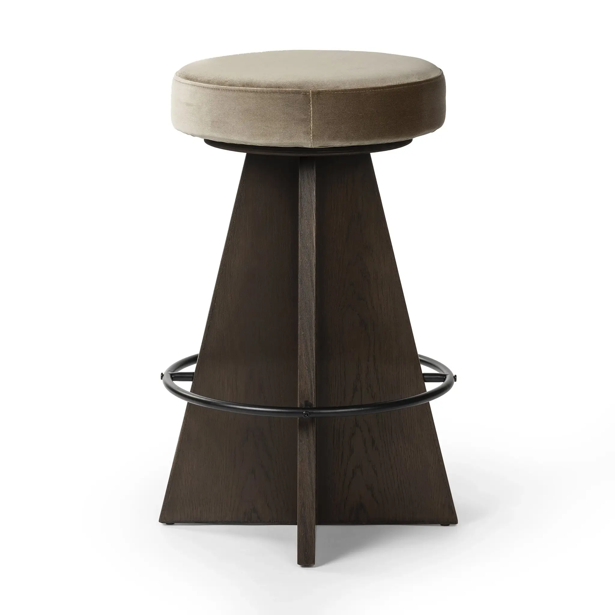 Stam Taupebackless 24" Upholstered Swivel Barstool Stam Taupebackless 24" Upholstered Swivel Barstool